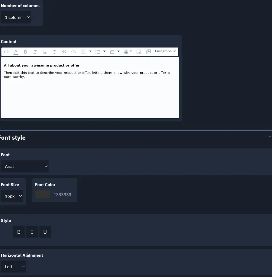 Campaign Builder - Text Block